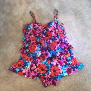 Floral romper bathing suit